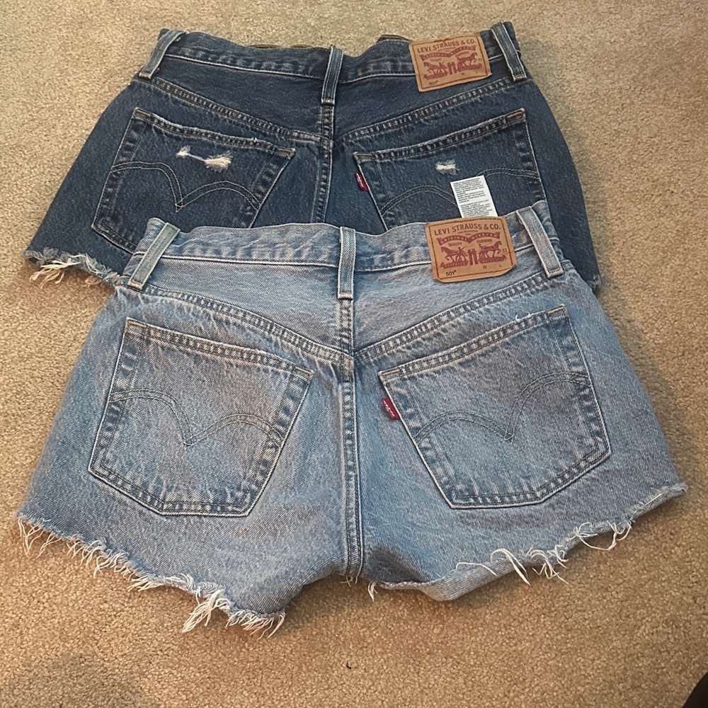 Levi's Women's Jean Shorts - Dark Blue and Light Wash
